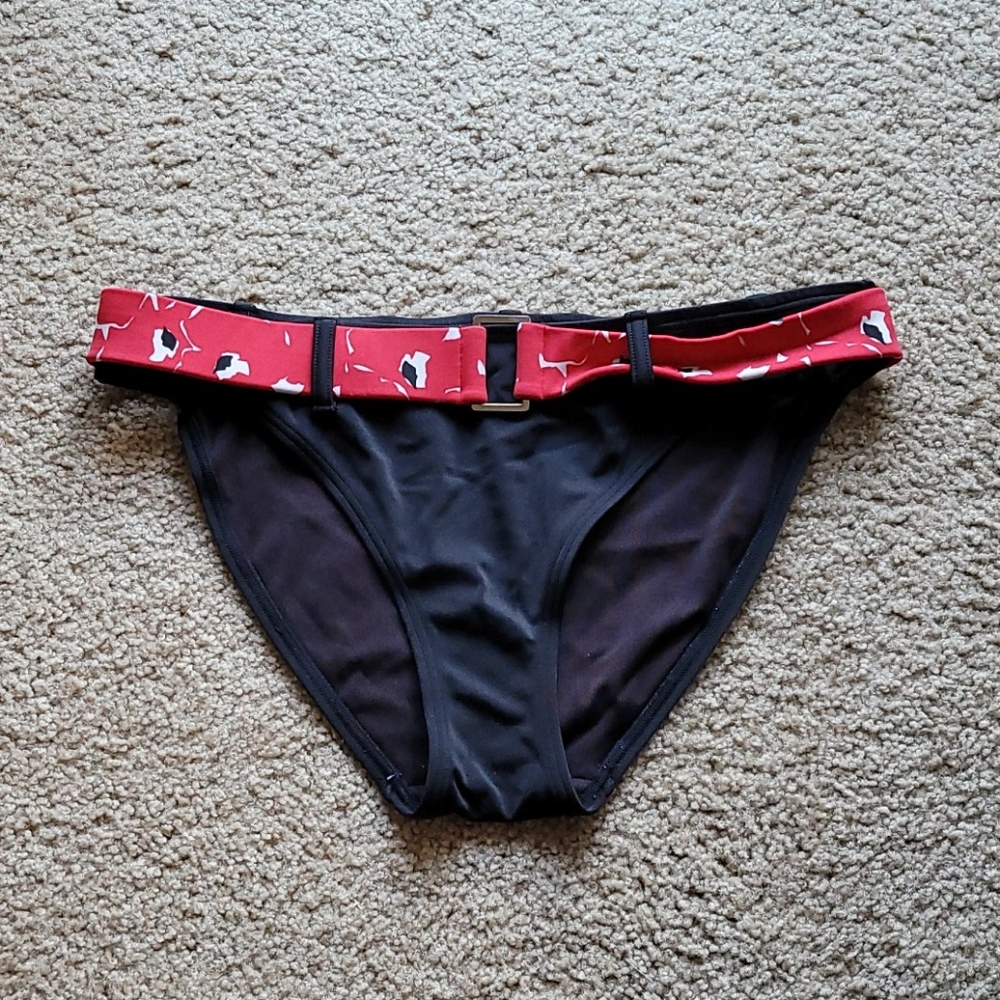 Victoria's Secret Black w Poppy Belt Bikini Bottom